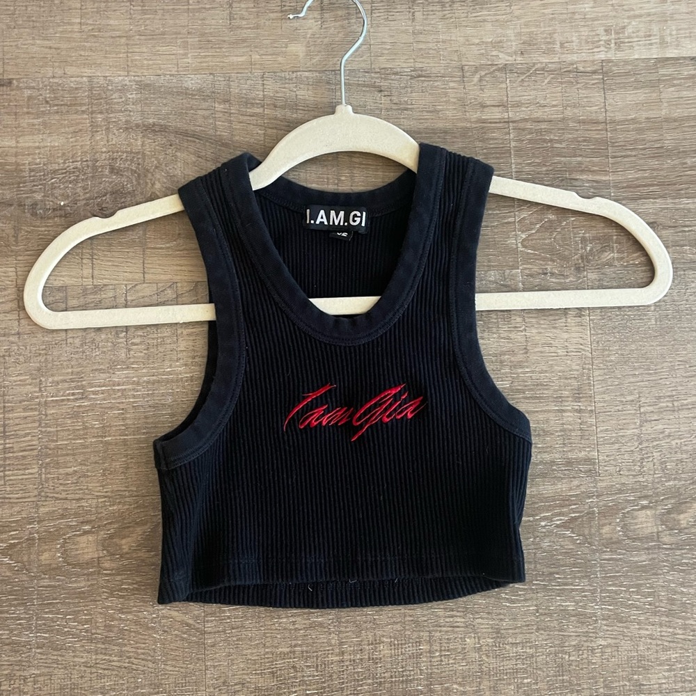 I Am Gia cropped black tank